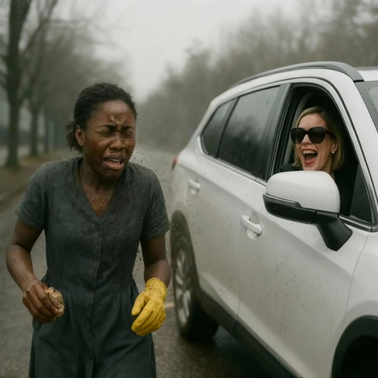 RICH LADY SPLASHES MUD ON CLEANER GIRL — UNAWARE WHO WAS WATCHING