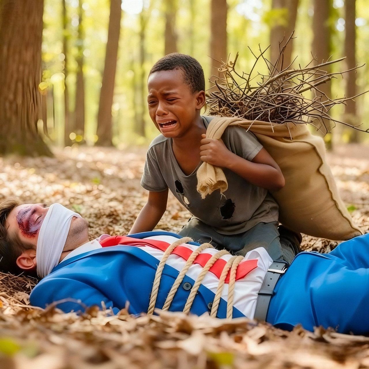 Homeless black boy found the Millionaire tied in forest and saved him what he Did Next Will Shock