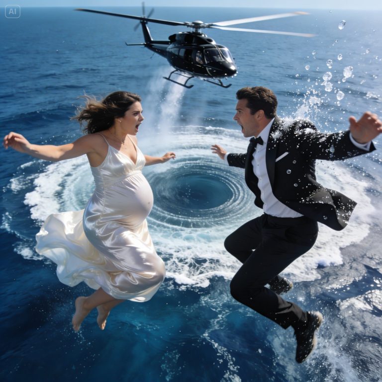 The husband pushes his pregnant