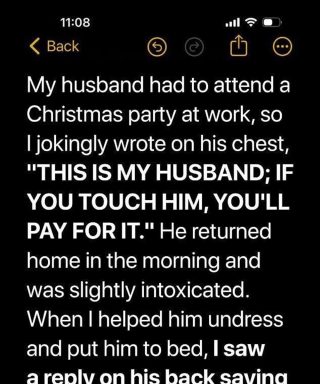 Message on My Husband’s Chest Turns into a Sh0cking Revelation