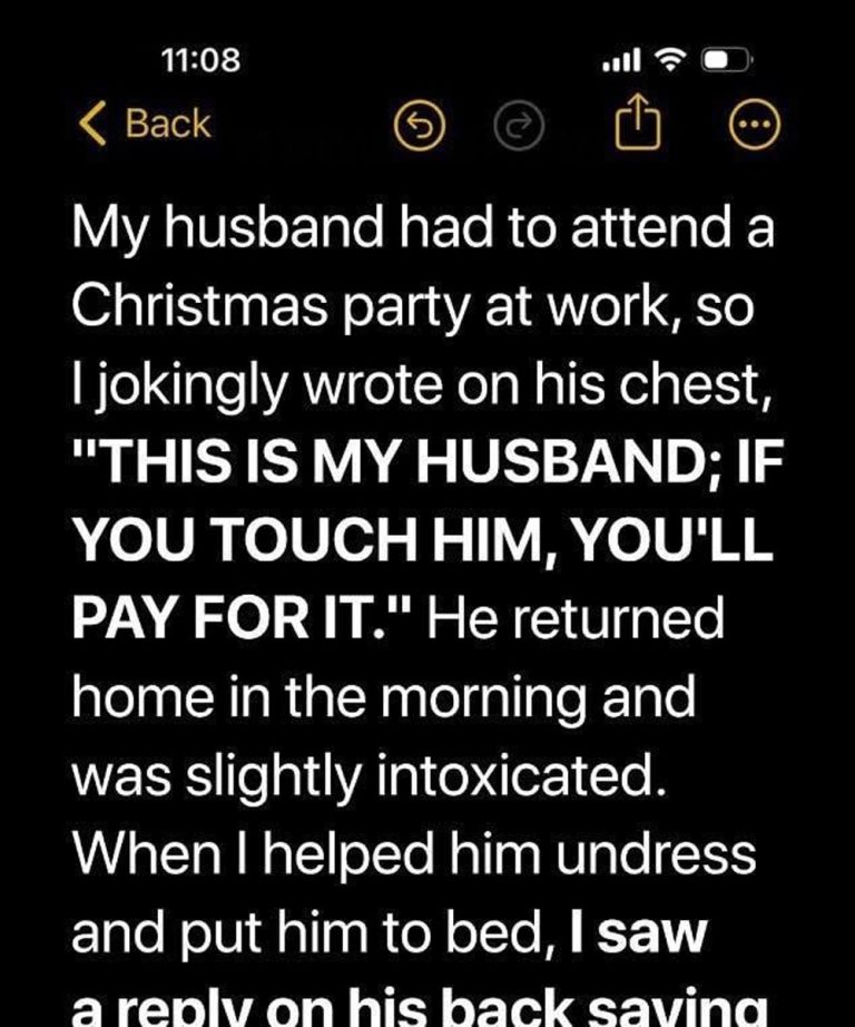 Message on My Husband’s Chest Turns into a Sh0cking Revelation