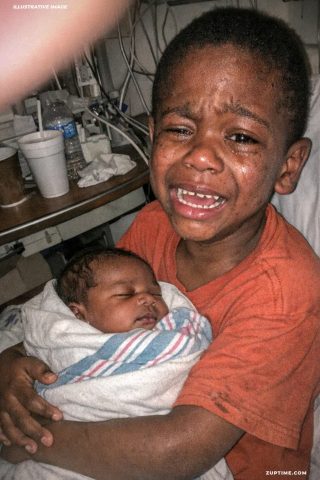 The stillborn baby was placed in his older brother’s arms, seconds later, a cry echoes loudly!